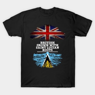 British Grown With Saint Lucian Roots - Gift for Saint Lucian With Roots From Saint Lucia T-Shirt